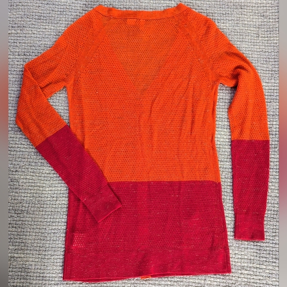 Anthropologie Moth Colorblock Pointelle Cardigan in Orange & Pink Size XS *READ* - Picture 7 of 14